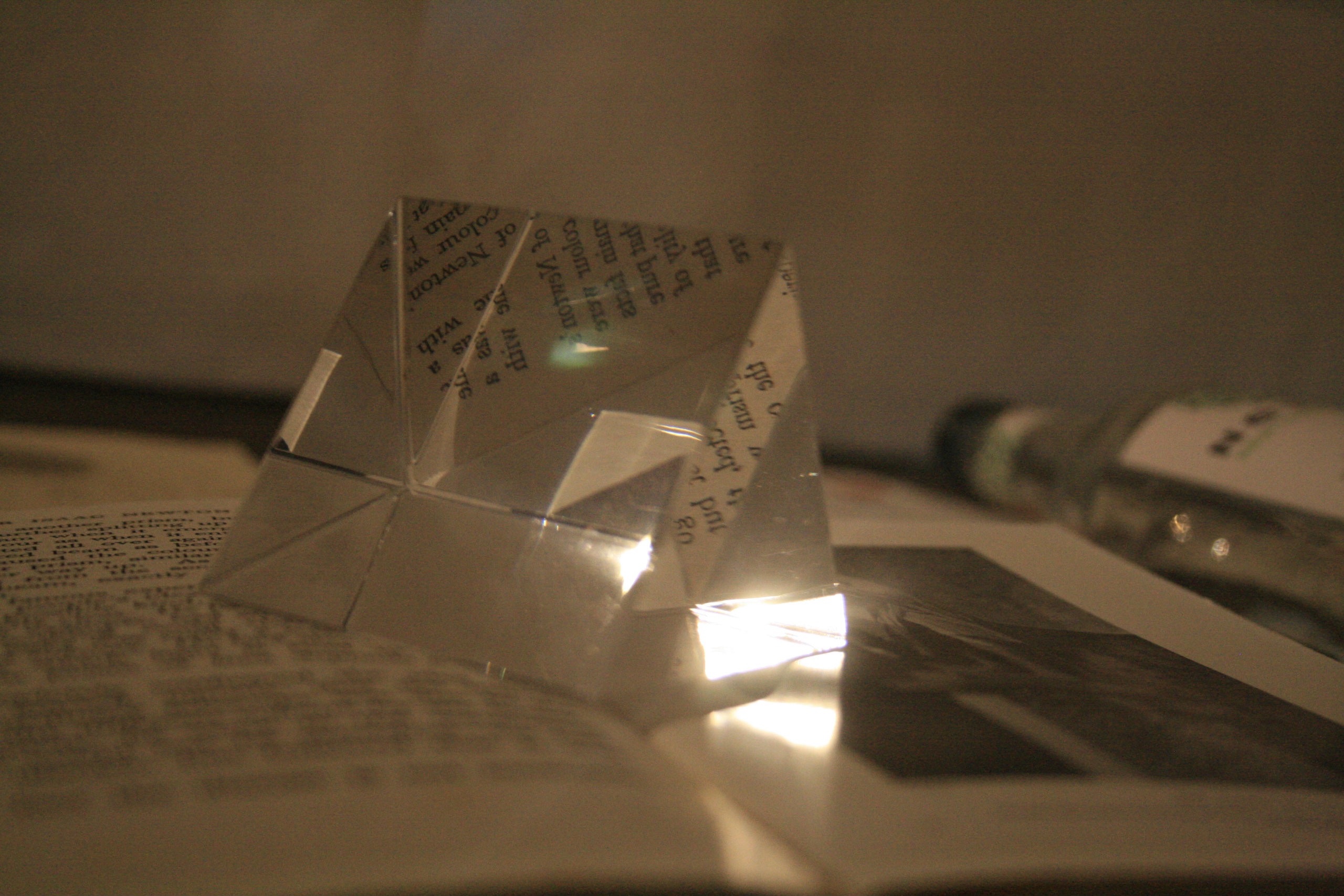 Prism on book at Newtons house
