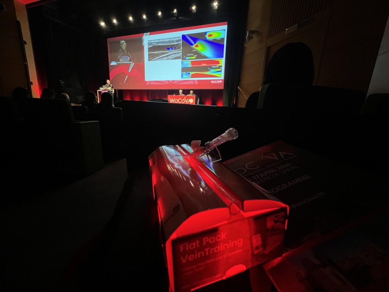 WoCoVA vascular access conference audience with VeinTrain Flat Pack training material